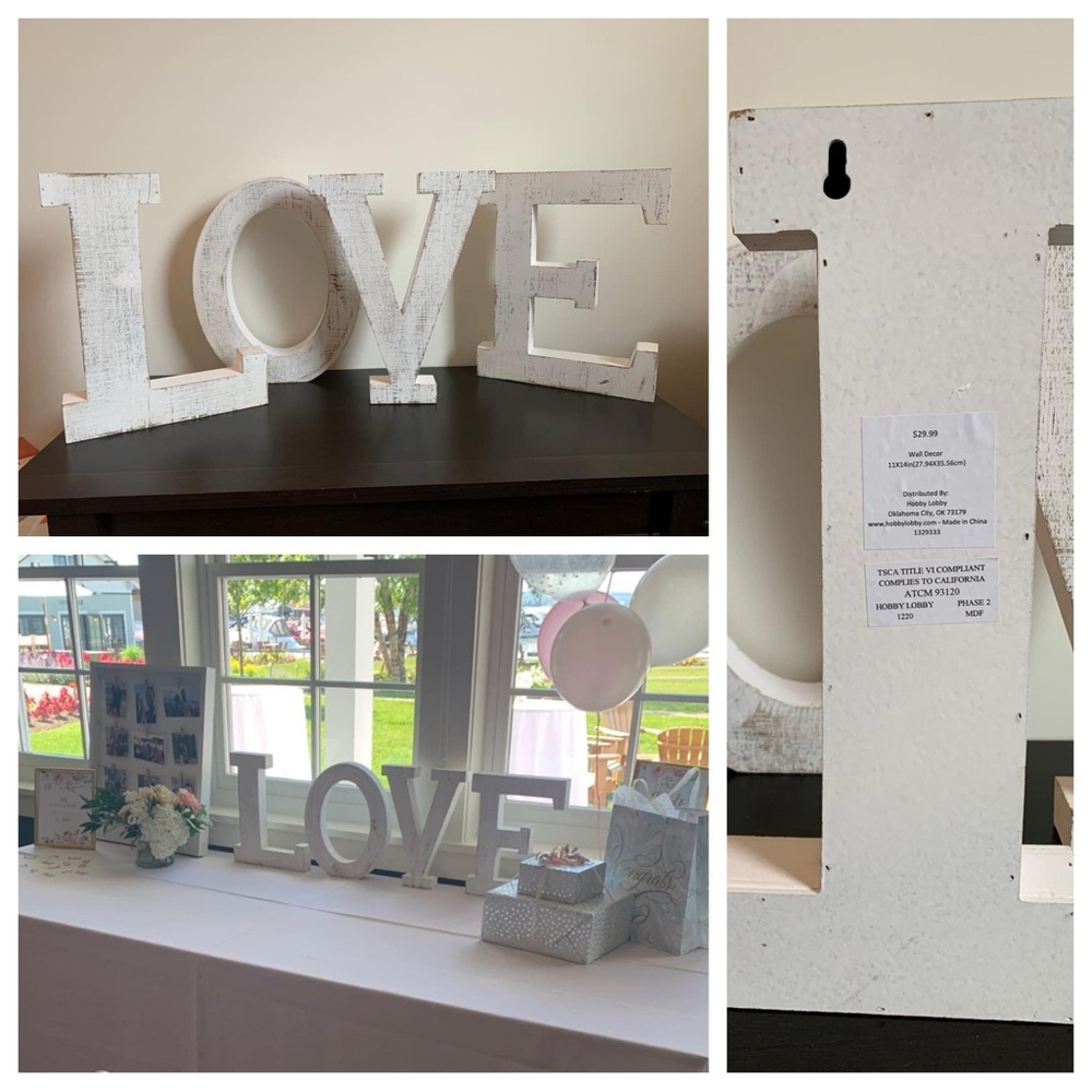 Hobby Lobby distressed block letters “LOVE”
